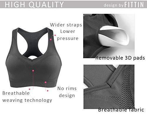 FITTIN Racerback Sports Bras - Padded Seamless Medium Impact Support for Yoga Gym Workout Fitness