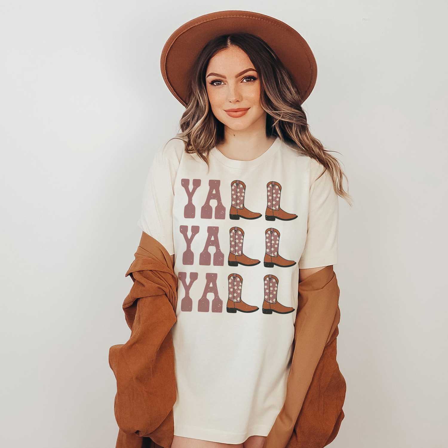 Yall Yall Yall Dusty Pink Cowboy Cowgirl Western Boots