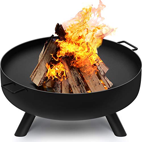 Amagabeli Fire Pit Outdoor Wood Burning Fire Bowl 28in Black