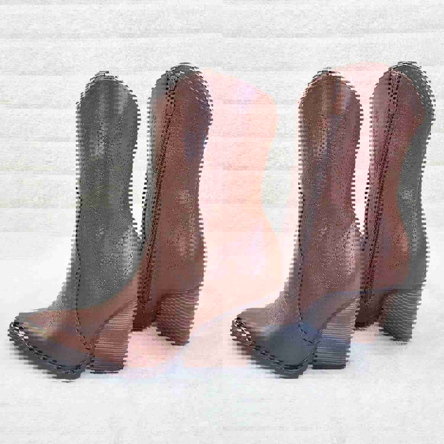 Tallas Tan Cowgirl Cowboy Ankle Boots Western Block Heels US Sizes 7-11