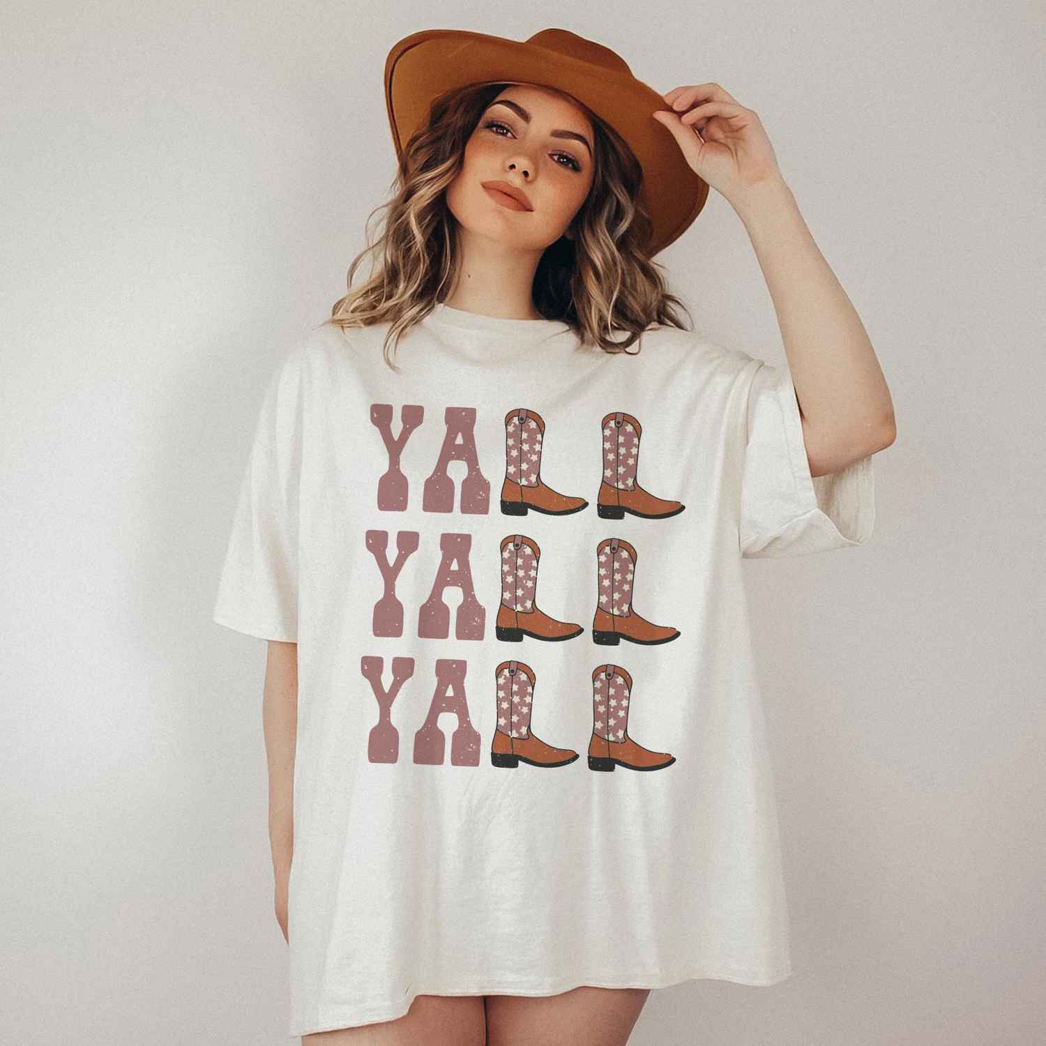 Yall Yall Yall Dusty Pink Cowboy Cowgirl Western Boots