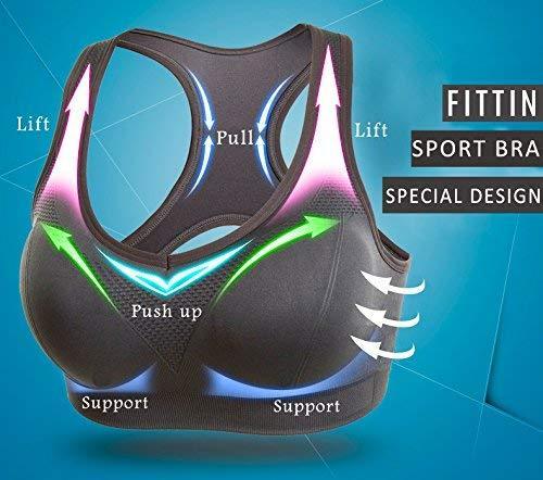 FITTIN Racerback Sports Bras - Padded Seamless Medium Impact Support for Yoga Gym Workout Fitness