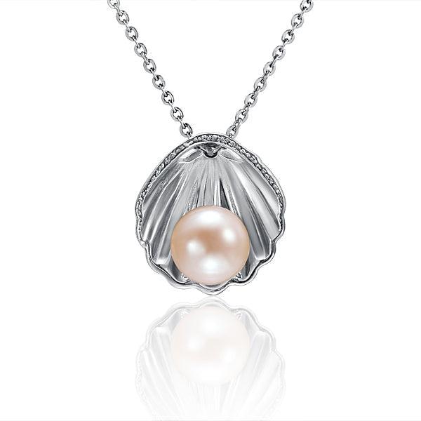 Pearl Surf Shell Pendant - 925 Sterling Silver with Akoya, Freshwater, or Tahitian Pearl