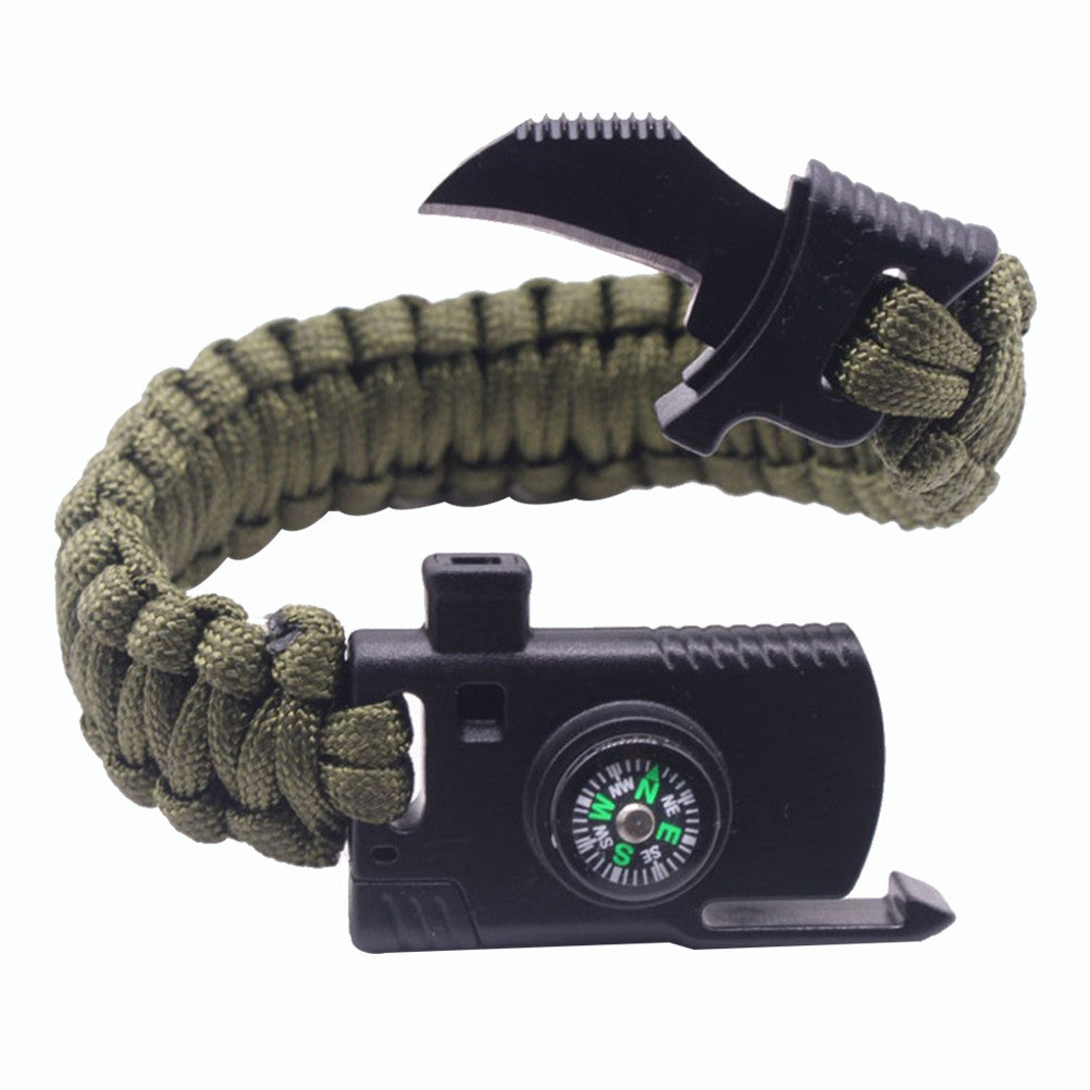 Paracord Bracelet with Whistle, Compass, and Fire Starter - Essential Outdoor Survival Gear