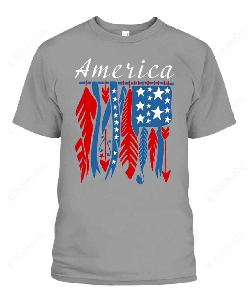 Custom Graphic Apparel - USA American Feather Flag Unisex T-Shirt