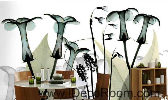Transparent Wild Flower Leaves Wallpaper Wall Decals for Home Decor