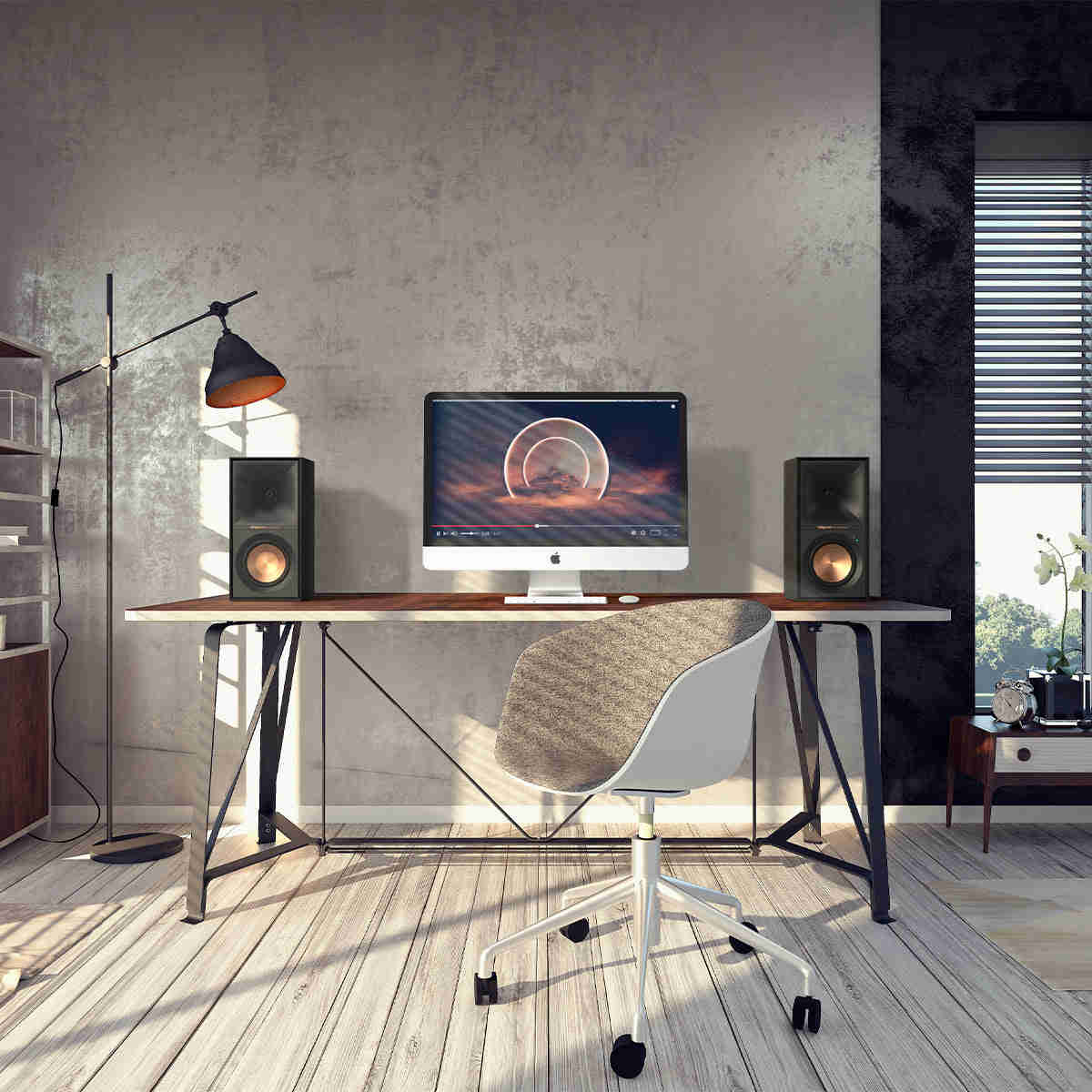 Klipsch R-50PM Powered Bookshelf Speakers with 5.25 Woofers - Pair