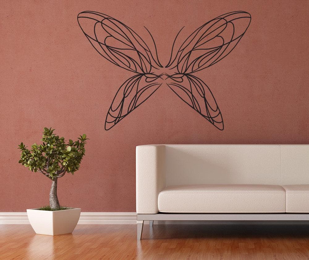 Vinyl Wall Decal Sticker Butterfly Line Art #OS_MB1036