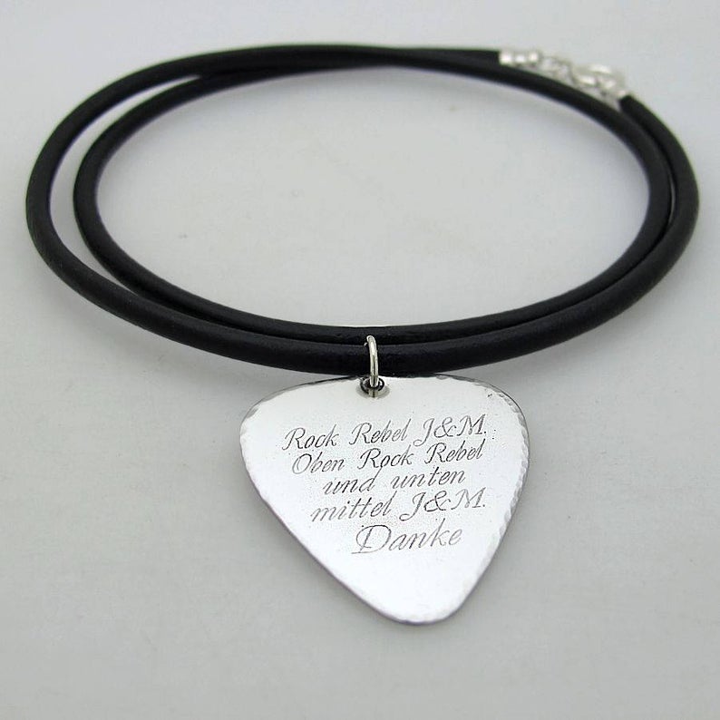 Engraved Guitar Pick Necklace - Stylish Gift for Musicians