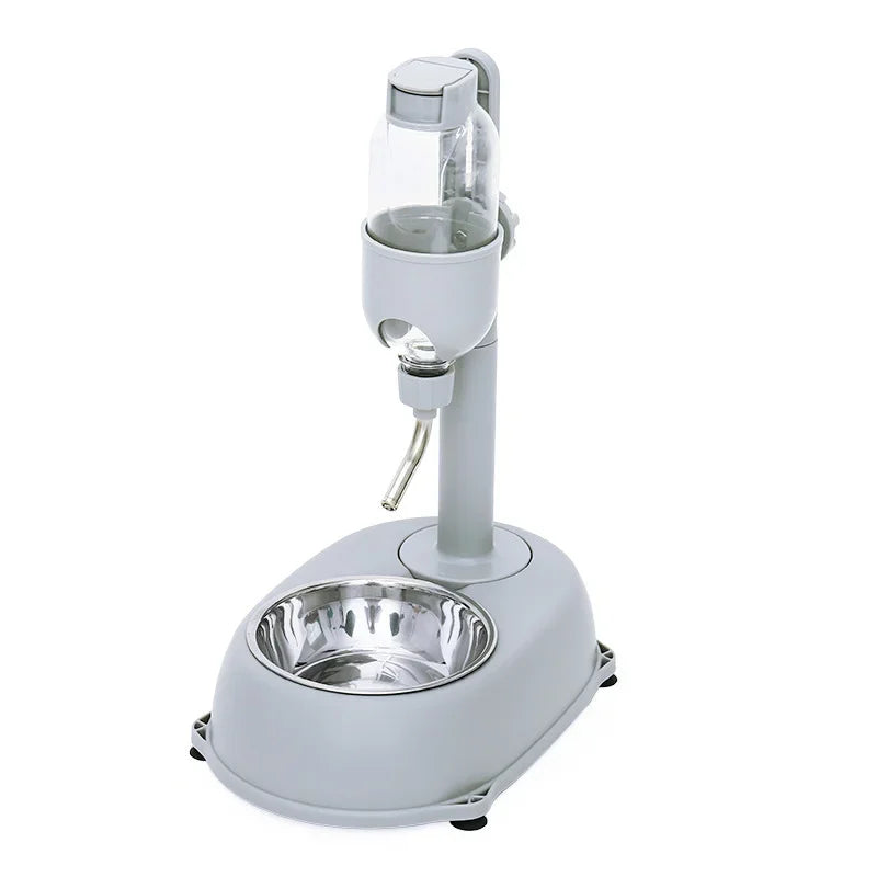 Anti-tip Dog Bowl with Drinking Water Bottle - Automatic Dispenser Feeder for Pets