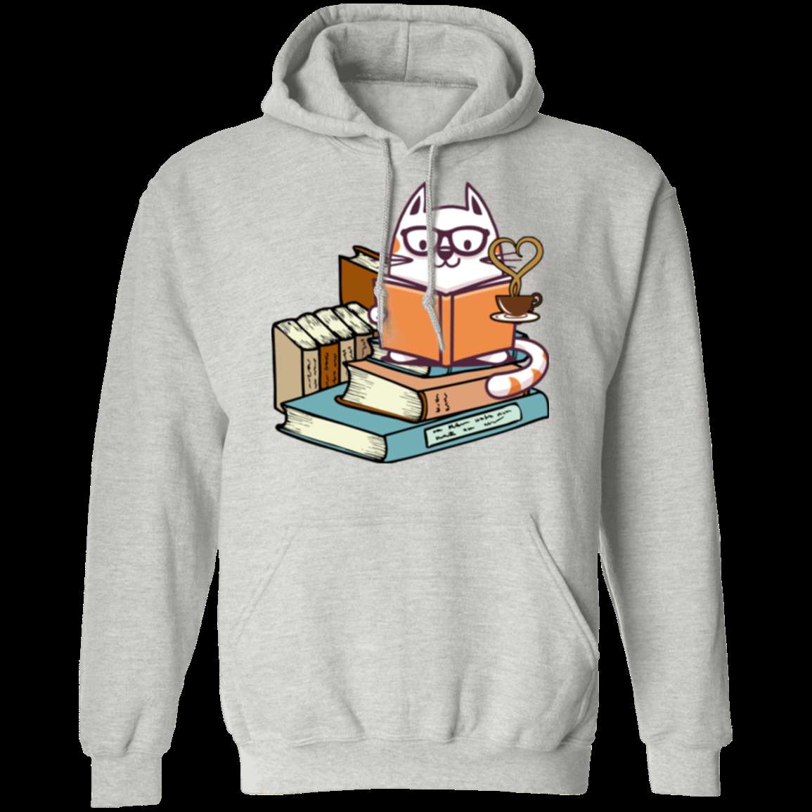 KITTENS CATS TEA AND BOOKS LADIES Pullover Hoodie 8 oz