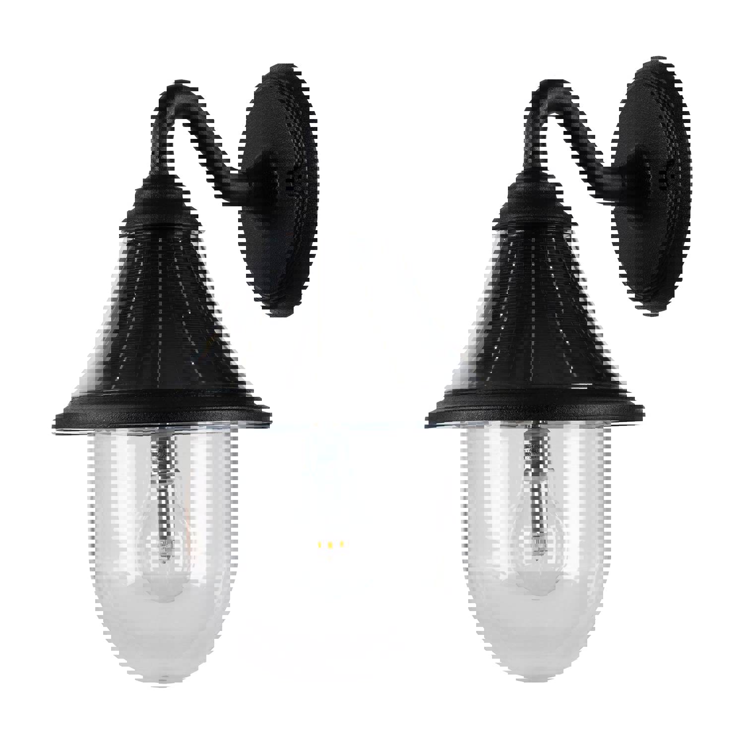 Orion 1-Light Solar Outdoor Wall Sconce - 150 Lumens, 4W, 3.2V, 2700K, Black Finish