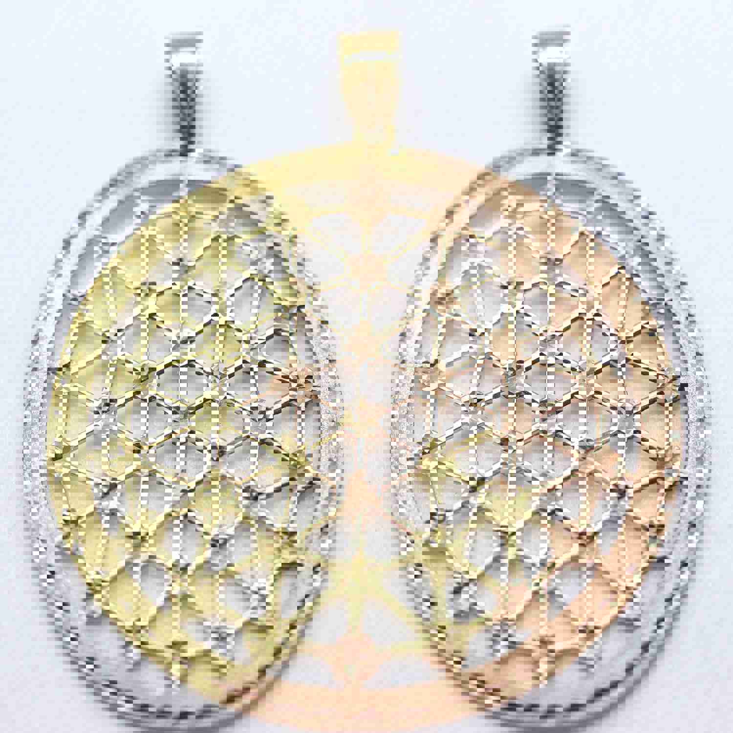 14k Filigree Pendant Medallion - Rose & Yellow Gold Mix