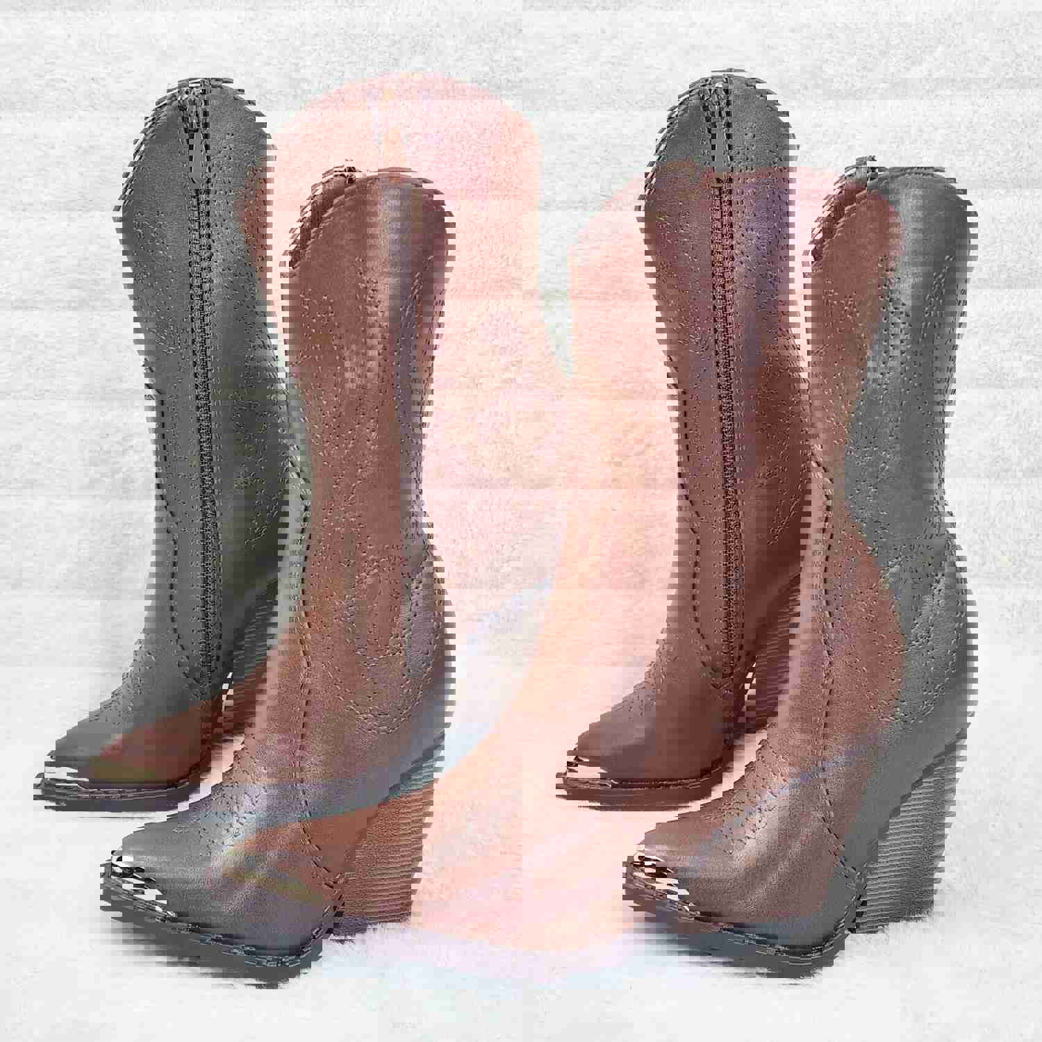 Tallas Tan Cowgirl Cowboy Ankle Boots Western Block Heels US Sizes 7-11