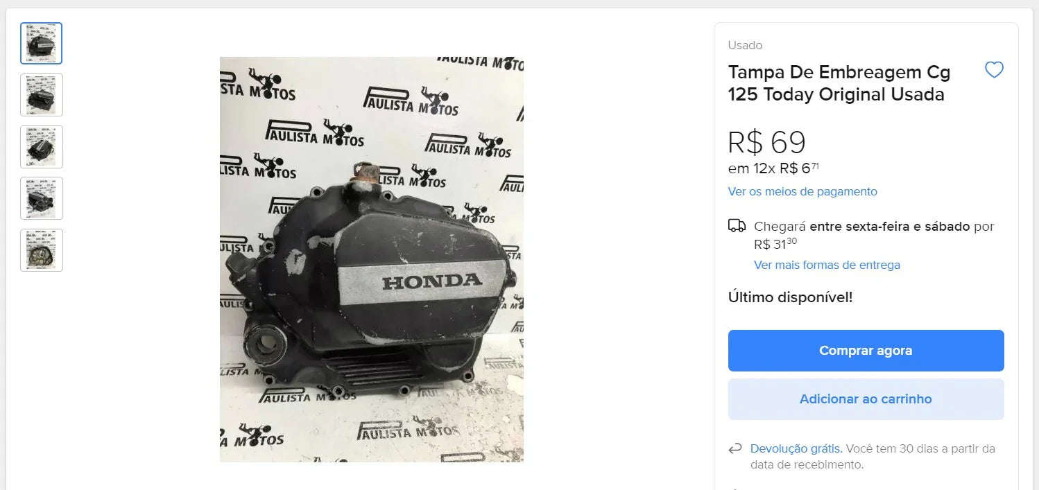 Honda CG 125 Motorcycle Parts - Rear Hub, Clutch Cover, Side Cover (DDP)