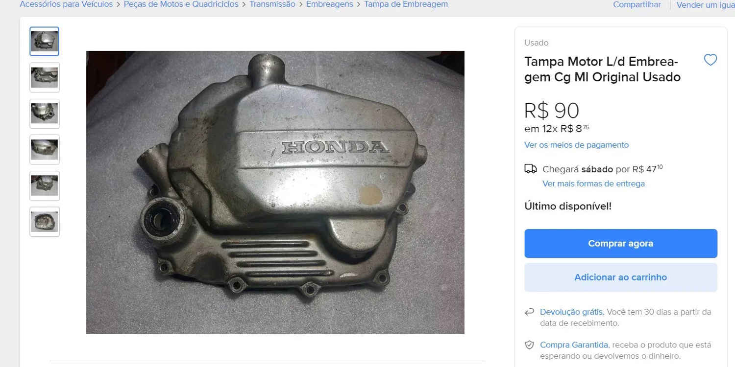 Honda CG 125 Motorcycle Parts - Rear Hub, Clutch Cover, Side Cover (DDP)