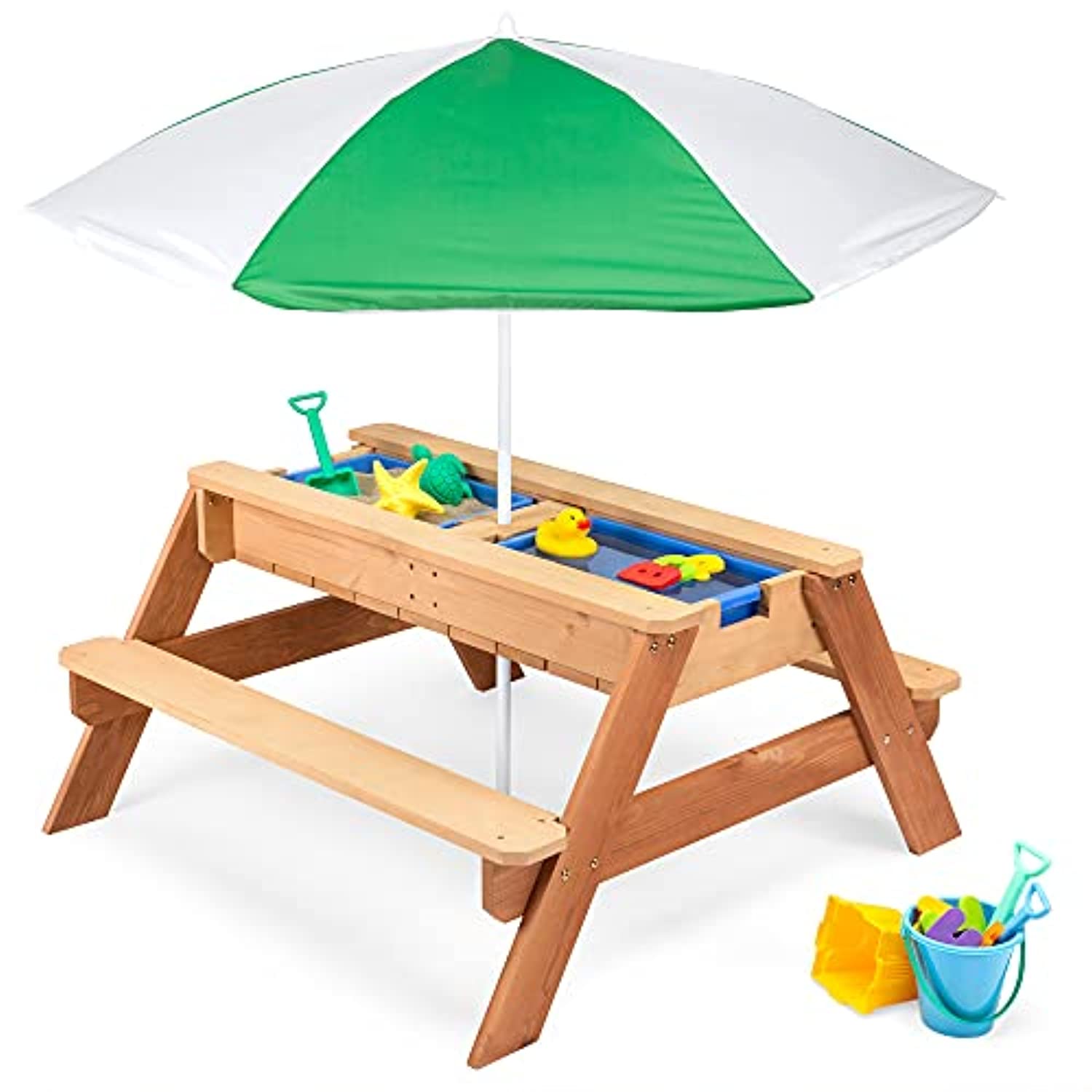 Best Choice Kids 3-in-1 Sand & Water Activity Table with Umbrella - Green
