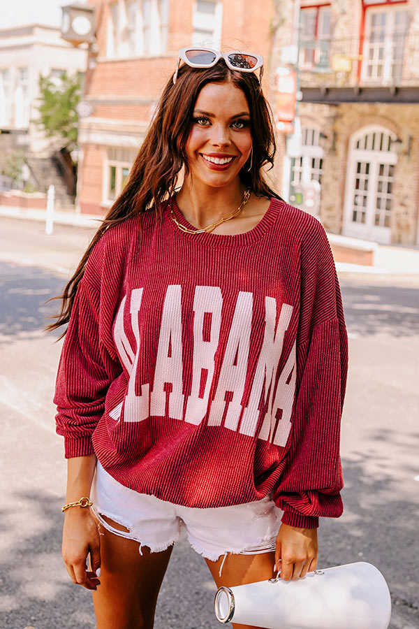 Alabama State Pride Sweatshirt - Trendy Unlined Crewneck with Ribbed Texture