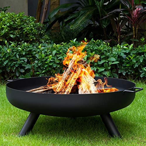 Amagabeli Fire Pit Outdoor Wood Burning Fire Bowl 28in Black