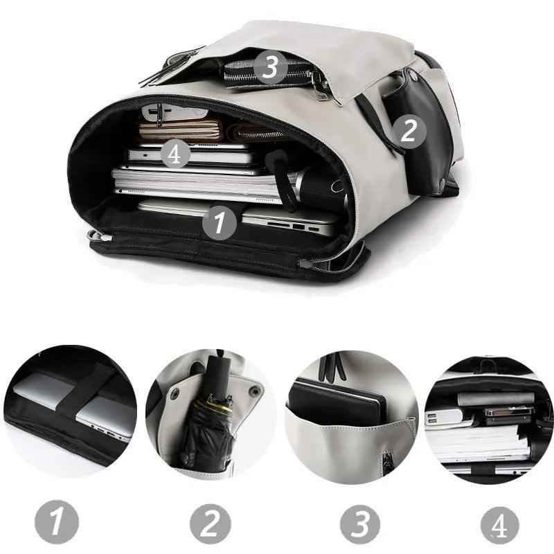 Mens Cool Backpacks SF0135 - Casual Fashion Large Capacity Leather Laptop Bag