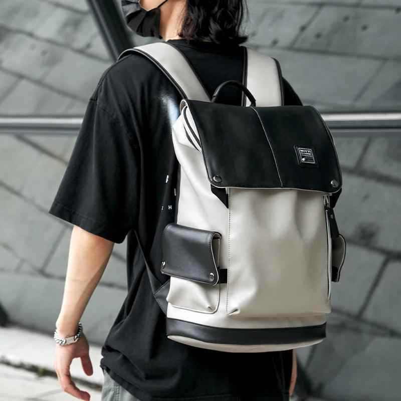 Mens Cool Backpacks SF0135 - Casual Fashion Large Capacity Leather Laptop Bag