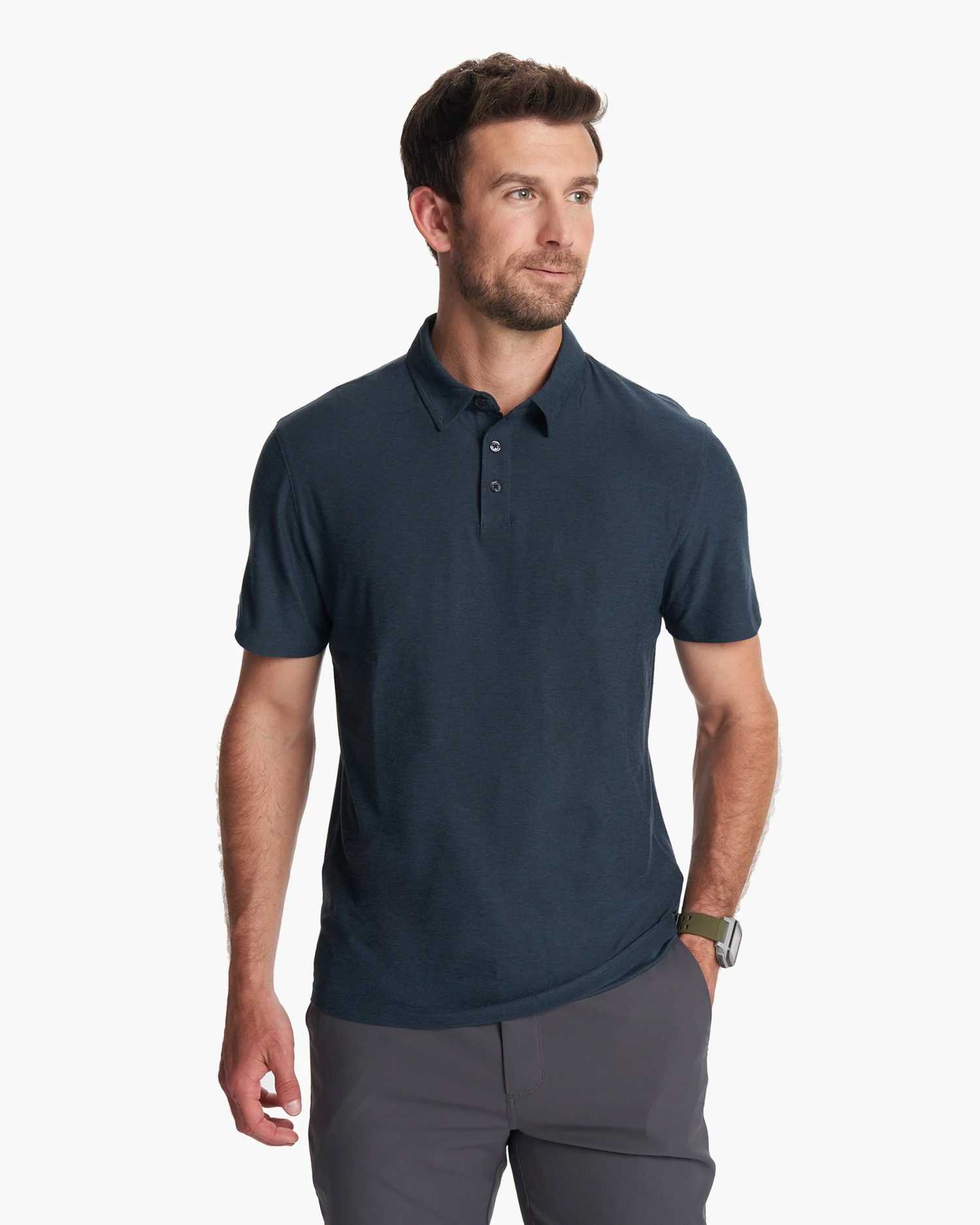 Vuori Strato Tech Polo Navy - Softest Performance Polo with UPF 30+
