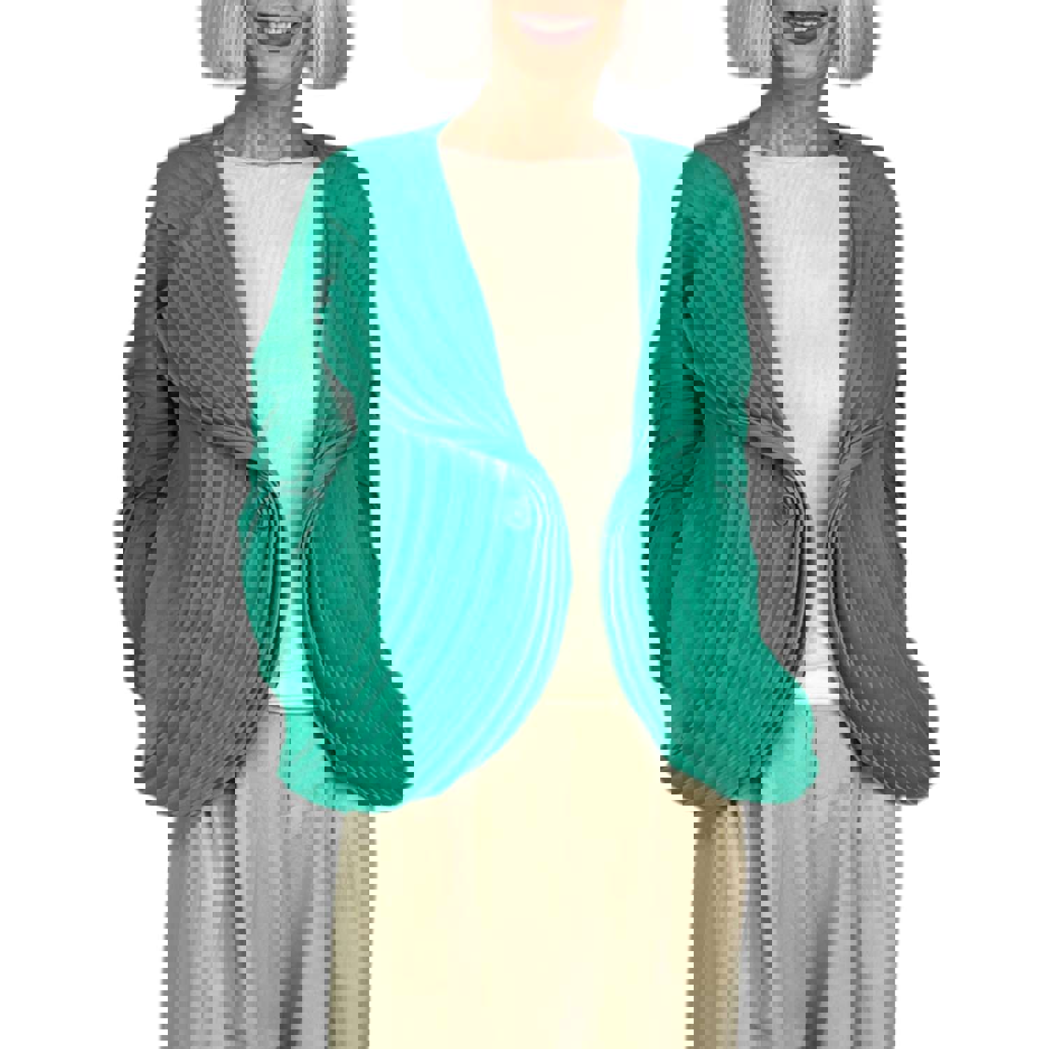 CURVED PLEATS JACKET - Sculptural Pleated Shawl Collar Jacket