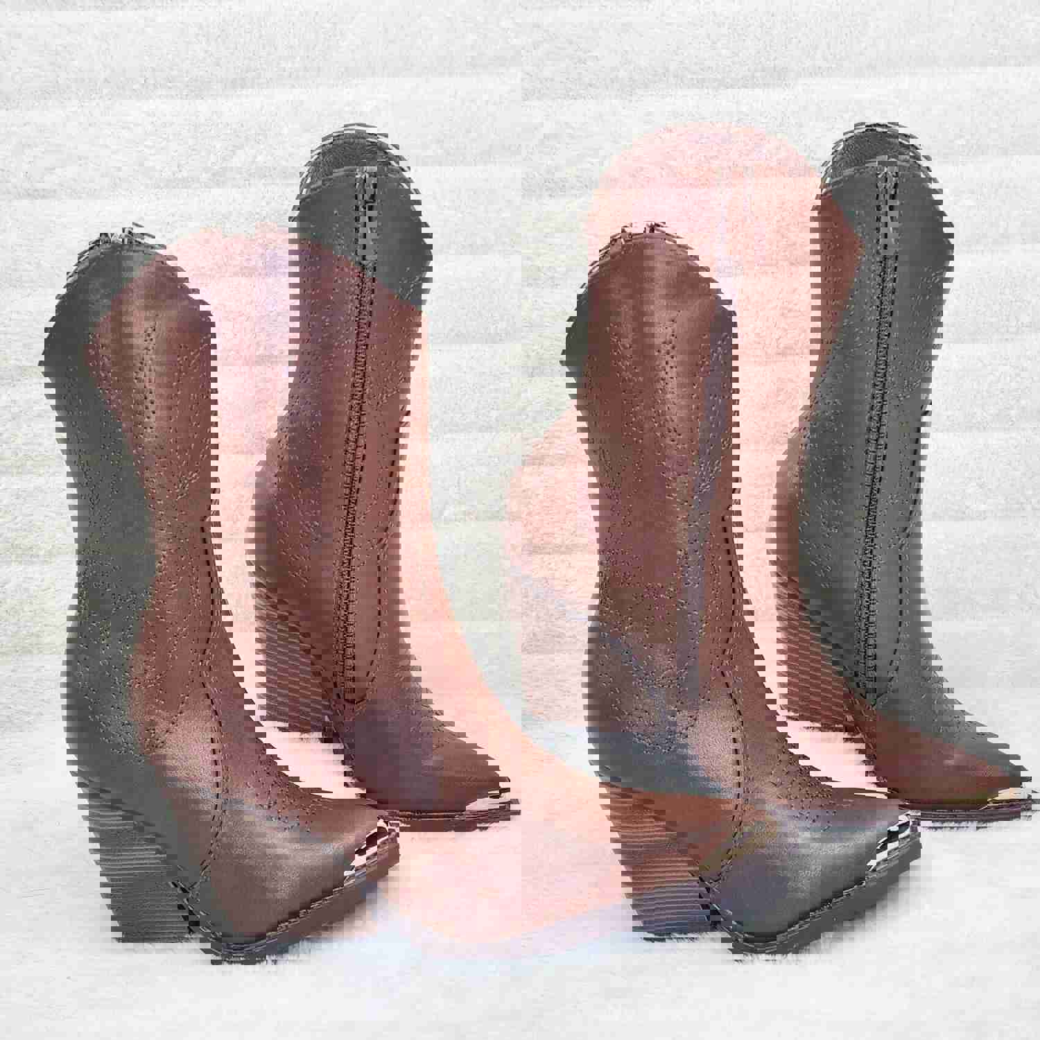 Tallas Tan Cowgirl Cowboy Ankle Boots Western Block Heels US Sizes 7-11