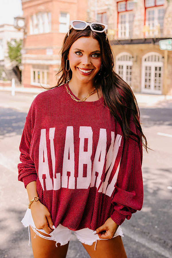 Alabama State Pride Sweatshirt - Trendy Unlined Crewneck with Ribbed Texture