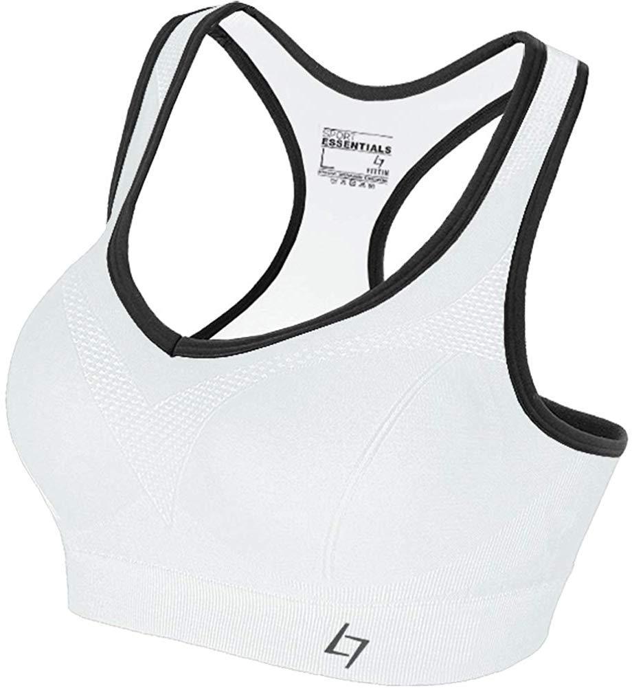 FITTIN Racerback Sports Bras - Padded Seamless Medium Impact Support for Yoga Gym Workout Fitness