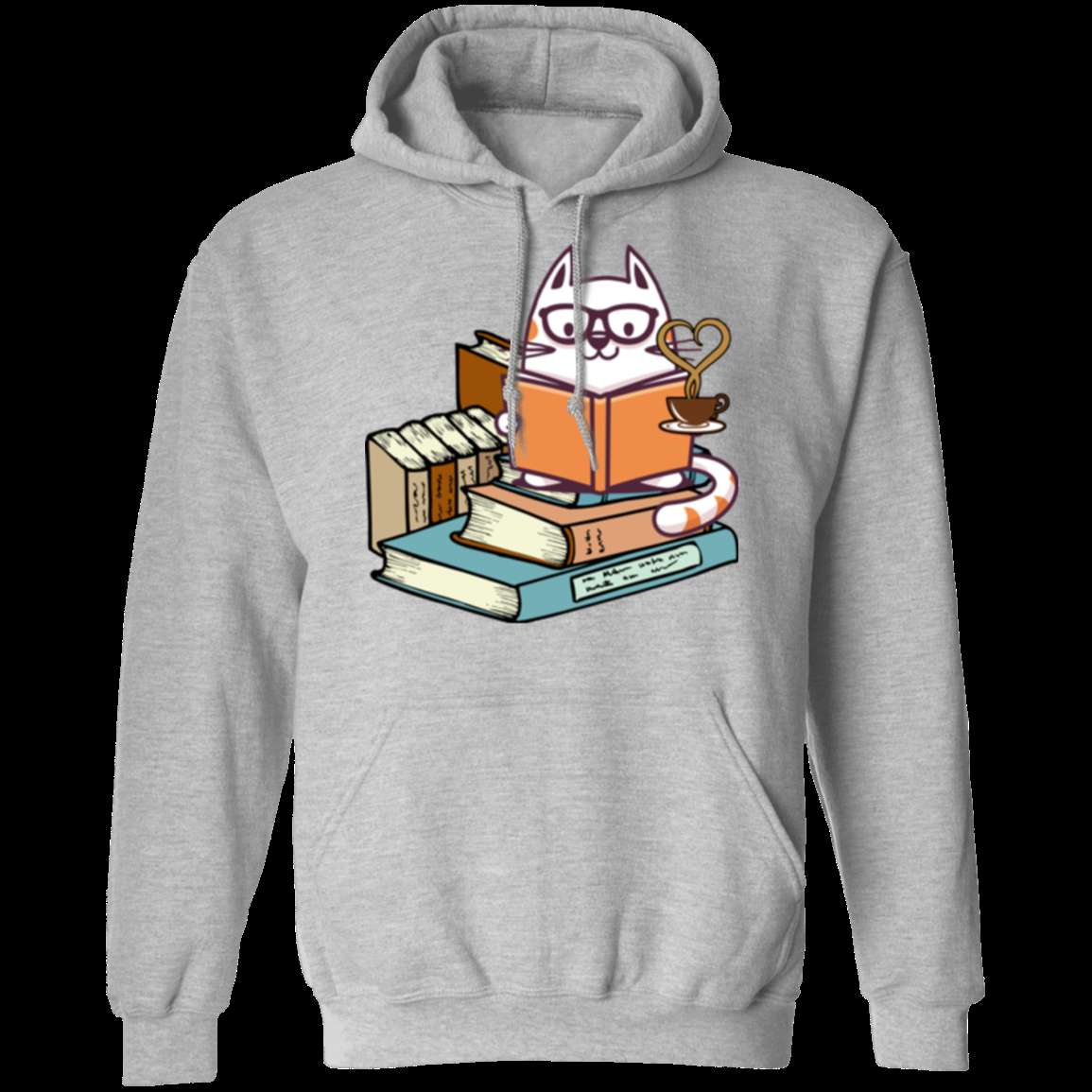 KITTENS CATS TEA AND BOOKS LADIES Pullover Hoodie 8 oz