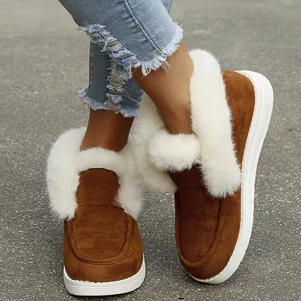 Corashoes Warm Round Toe Flat Fluffy Snow Boots
