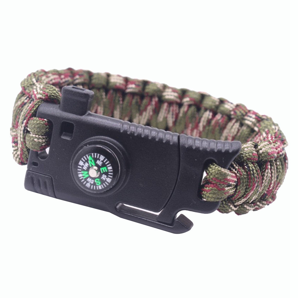 Paracord Bracelet with Whistle, Compass, and Fire Starter - Essential Outdoor Survival Gear