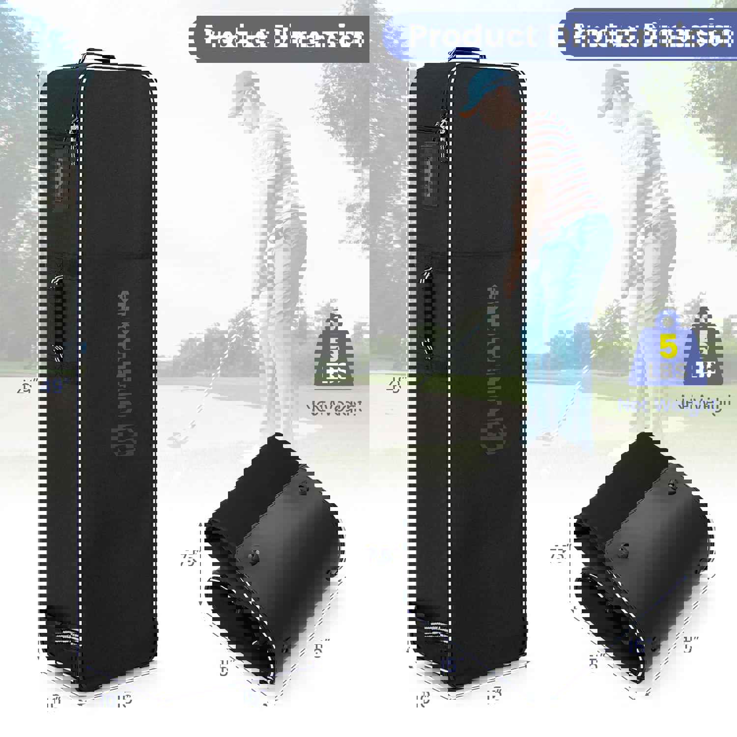 Tangkula Heavy Duty Golf Travel Bag with Wheels and Name Card Holder