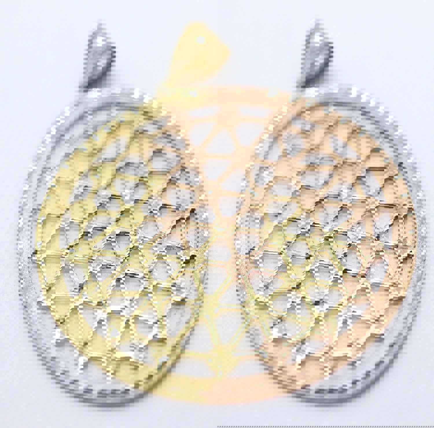 14k Filigree Pendant Medallion - Rose & Yellow Gold Mix