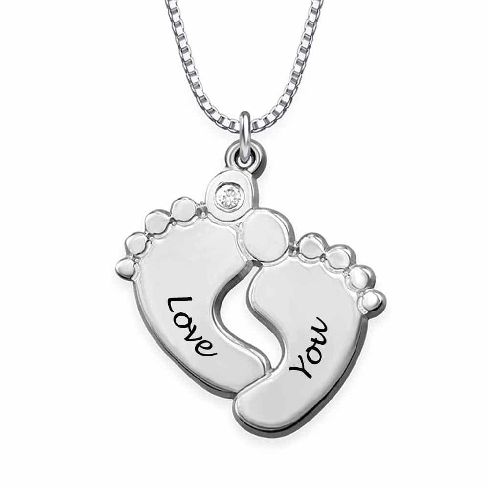 Custom Text Foot Necklace Personalized Silver Name Jewelry for Mothers Day Gift