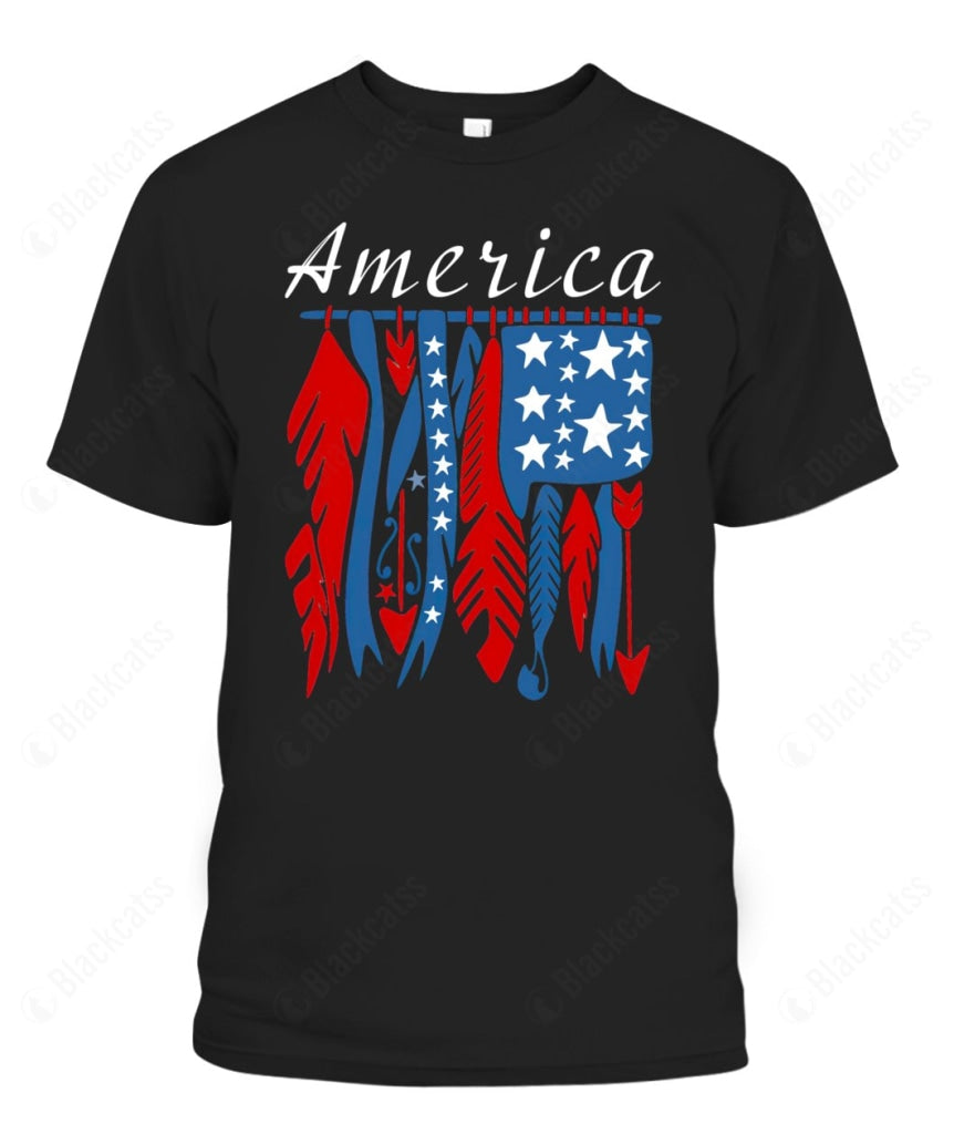 Custom Graphic Apparel - USA American Feather Flag Unisex T-Shirt
