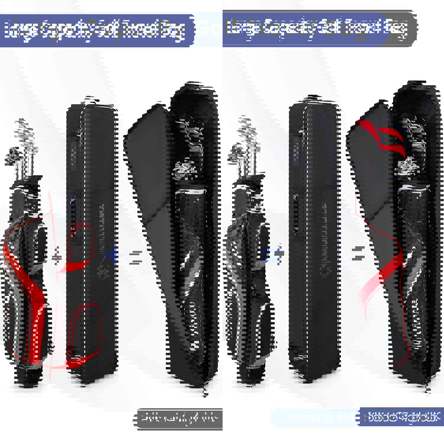 Tangkula Heavy Duty Golf Travel Bag with Wheels and Name Card Holder