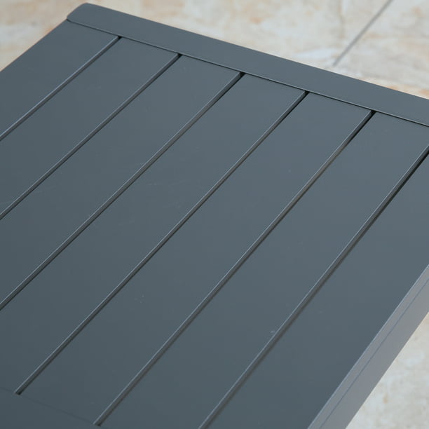 Patio Aluminum Side Table Outdoor Indoor C Shaped End Table, Light Grey