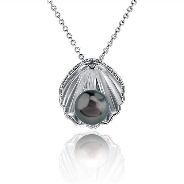 Pearl Surf Shell Pendant - 925 Sterling Silver with Akoya, Freshwater, or Tahitian Pearl