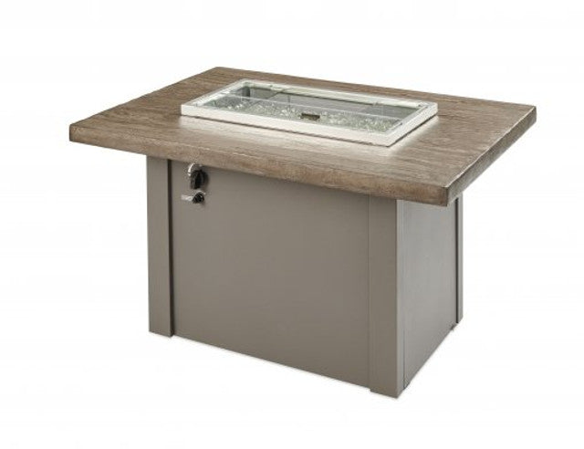 Outdoor Greatroom - Driftwood Havenwood Rectangular Gas Fire Pit Table with Grey Base
