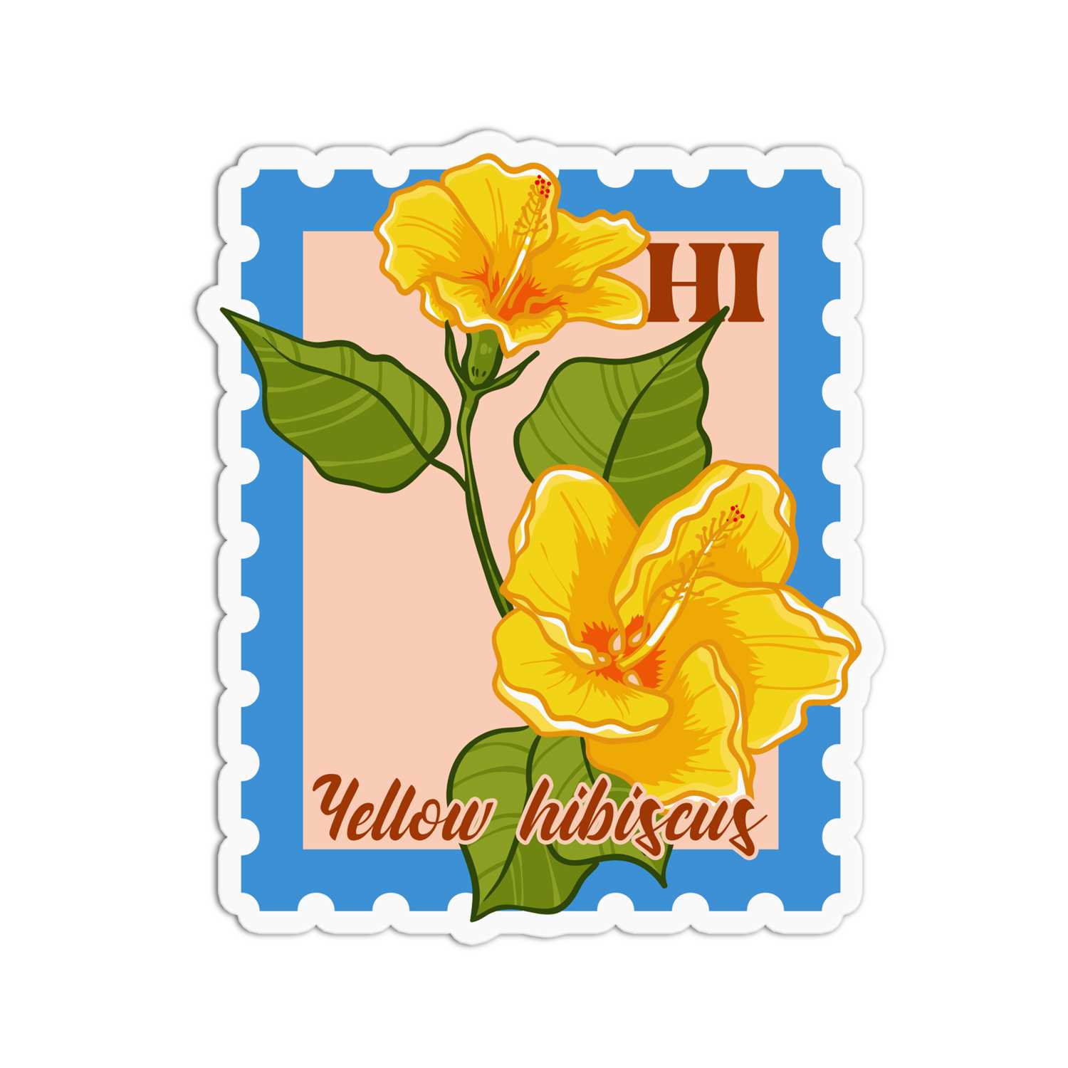 Hawaii Yellow Hibiscus State Flower Stickers
