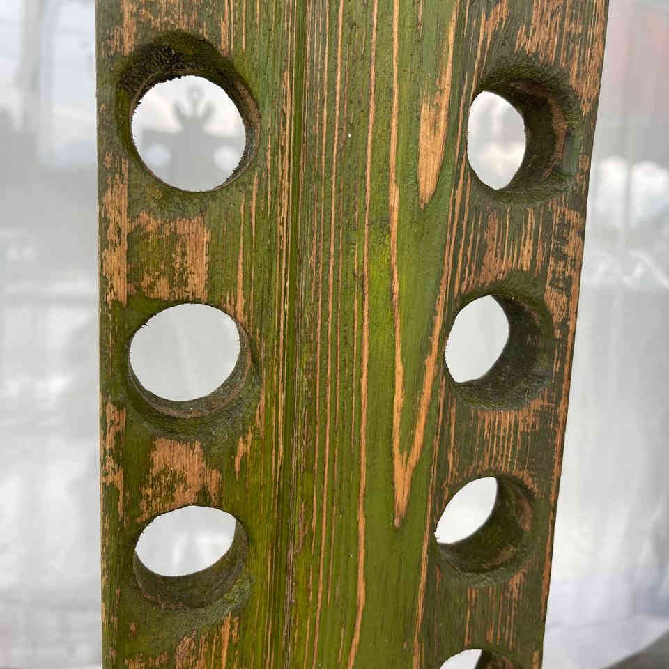 Abstract Vertical Wood Table Figurine - Original Green Rectangular Desktop Art for Home Decor