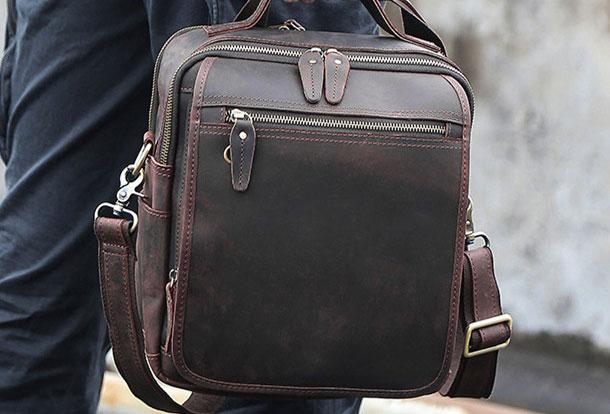 Genuine Leather Messenger Bag for Men - Cool Chest Crossbody Travel Hiking Bag