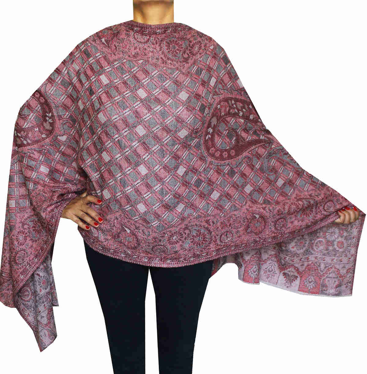 Women's Paisley Wool Scarf Shawl - Handmade in Kashmir (80 x 28 inches)