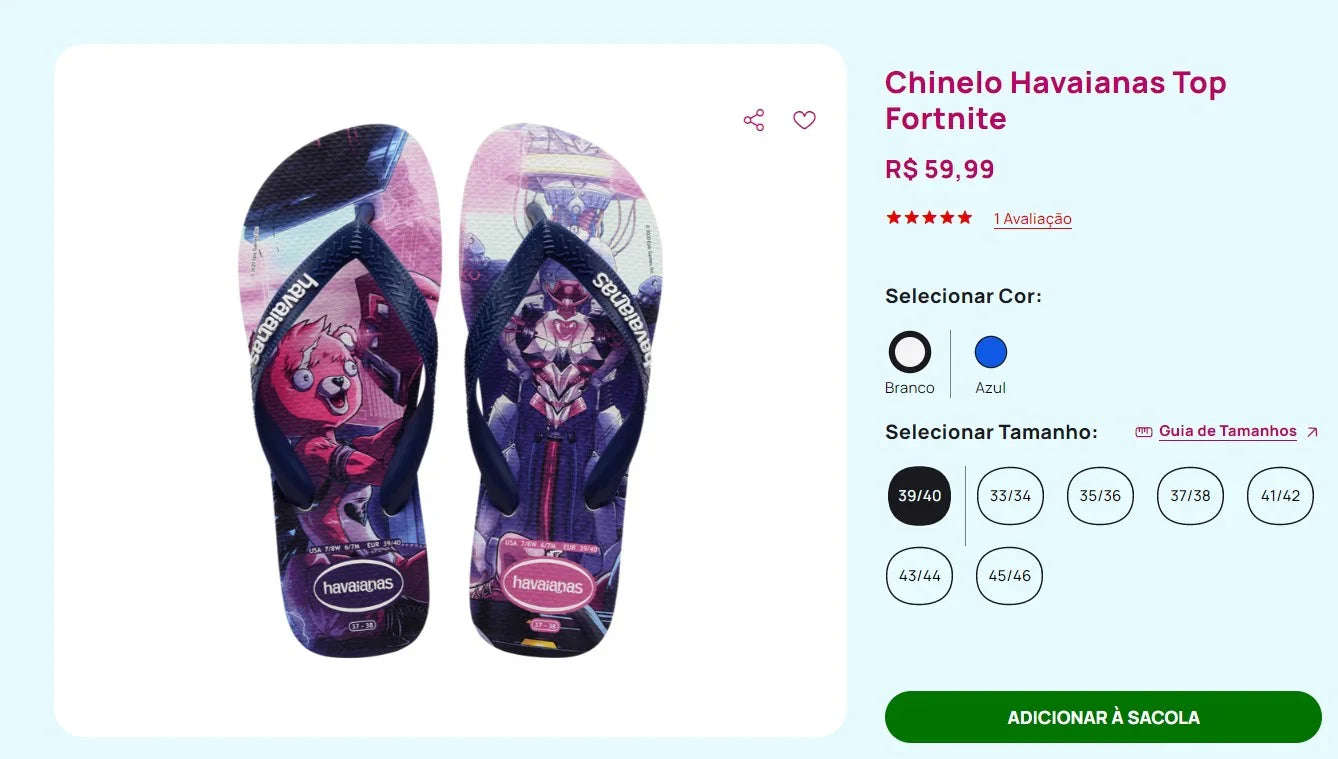Havaianas Brazil - 3 Pairs of Themed Flip Flops (Naruto & Fortnite) - Size 39/40