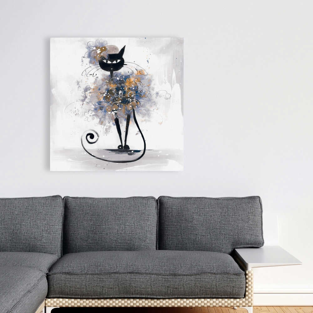 Cartoon Black Cat Fine Art Gallery Wrapped Canvas 24x36