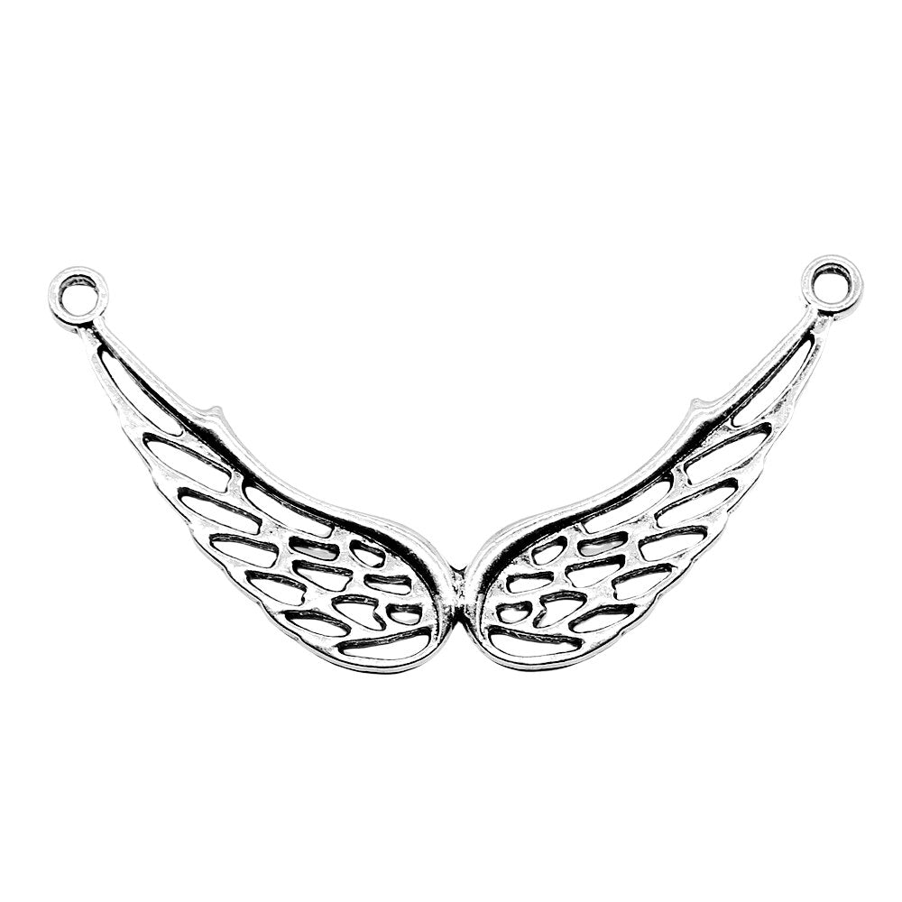 2pcs 93x48mm Big Angel Wings Charms for Jewelry Making - Antique Silver Color