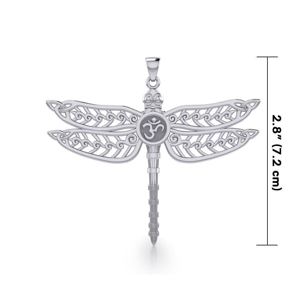 Celtic Dragonfly with Om Symbol Silver Pendant TPD5384