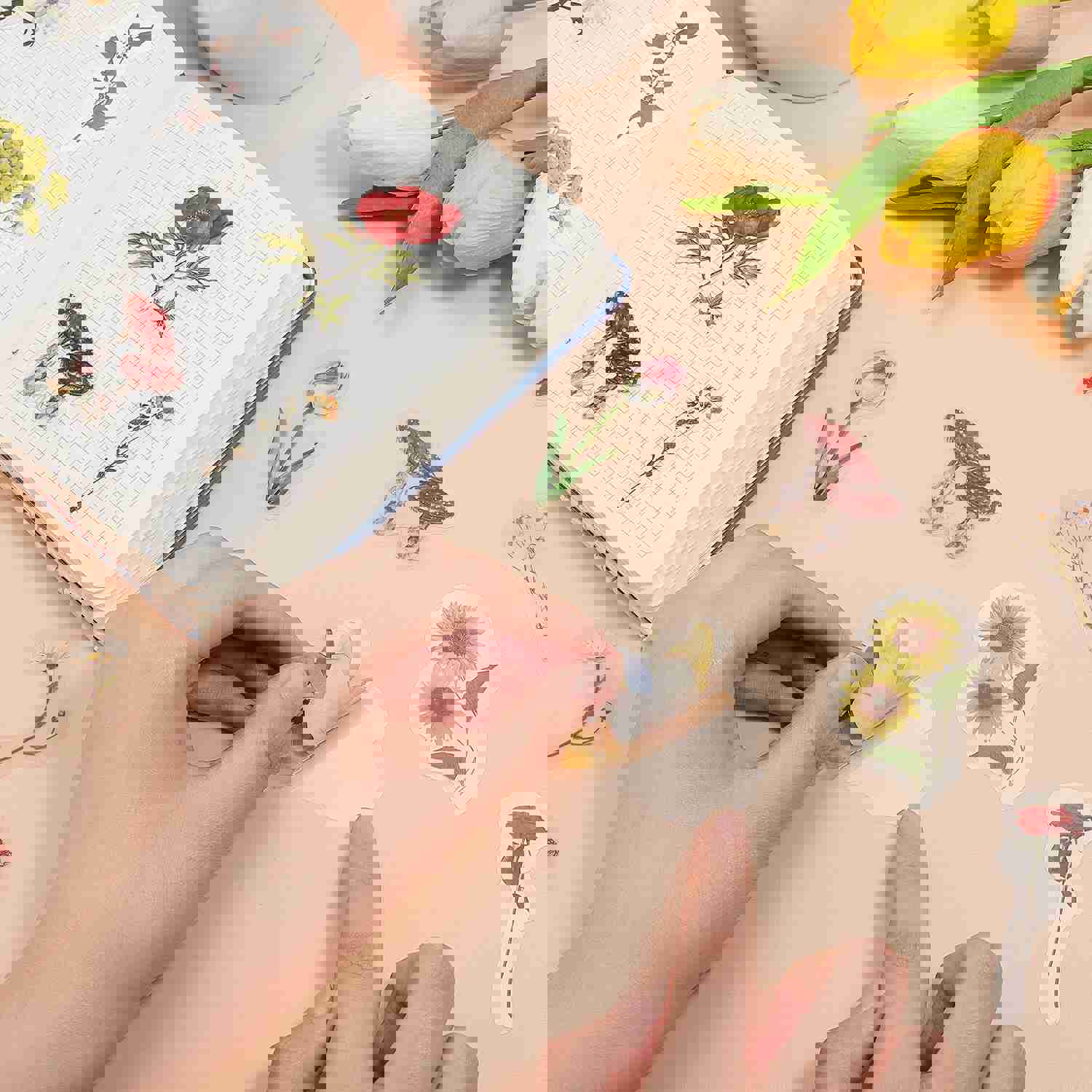 Craspire 7 Bags 7 Styles PET Waterproof Floral Stickers for DIY Scrapbooking